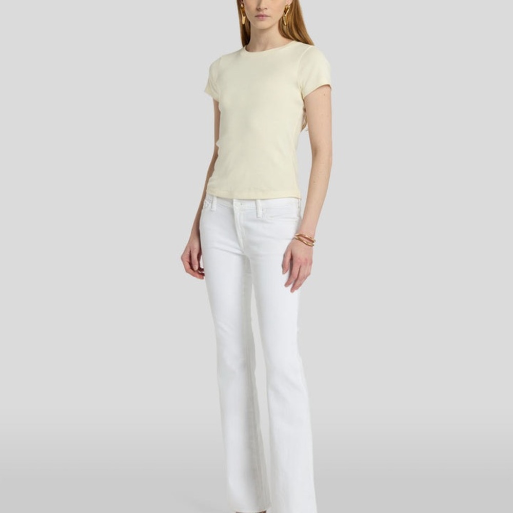 7 For All Mankind Tailorless Broken Twill Original Bootcut White Jeans Womens 26 - Picture 5 of 15